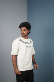 Mens Graphic Oversized T‑Shirt | Streetwear PREDICT THE FUTURE Print Tee - White